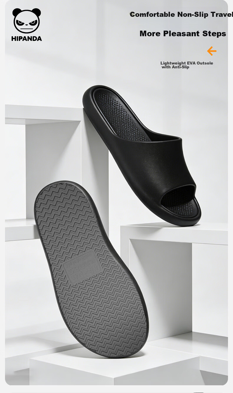 HIPANDA Non-Slip Soft Sole Slippers Durable Couple Home Bathroom Indoor Shower Slippers Dark Night Black Size 40-41 4