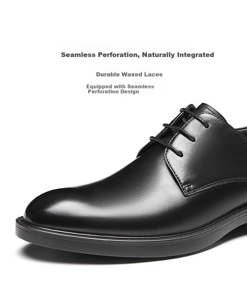 Aokang Business Formal Leather Derby Shoes Lightweight Luxury Wedding Shoes Black Size 39 4