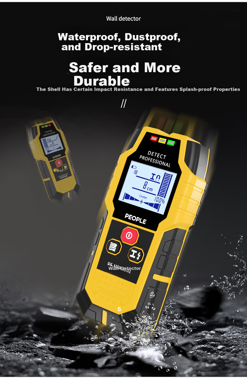 People Multifunctional Wall Detector Metal Rebar Wire Water Pipe Wood Detector Live Cable Pipeline Locator 5