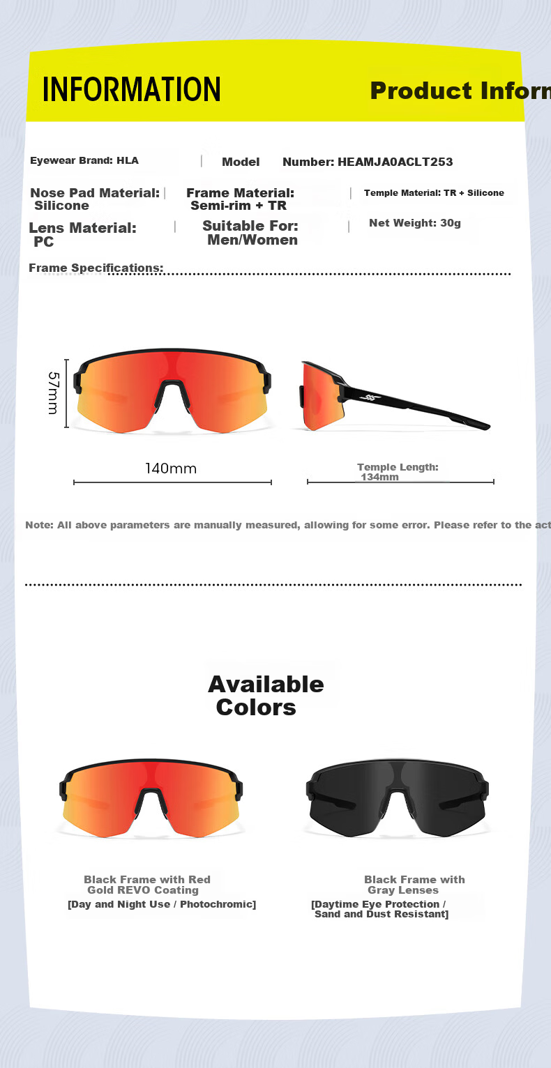 HLA Sports Sunglasses Unisex Outdoor Professional Cycling Running Photochromic Polarized Sunglasses for Day and Night Use 10