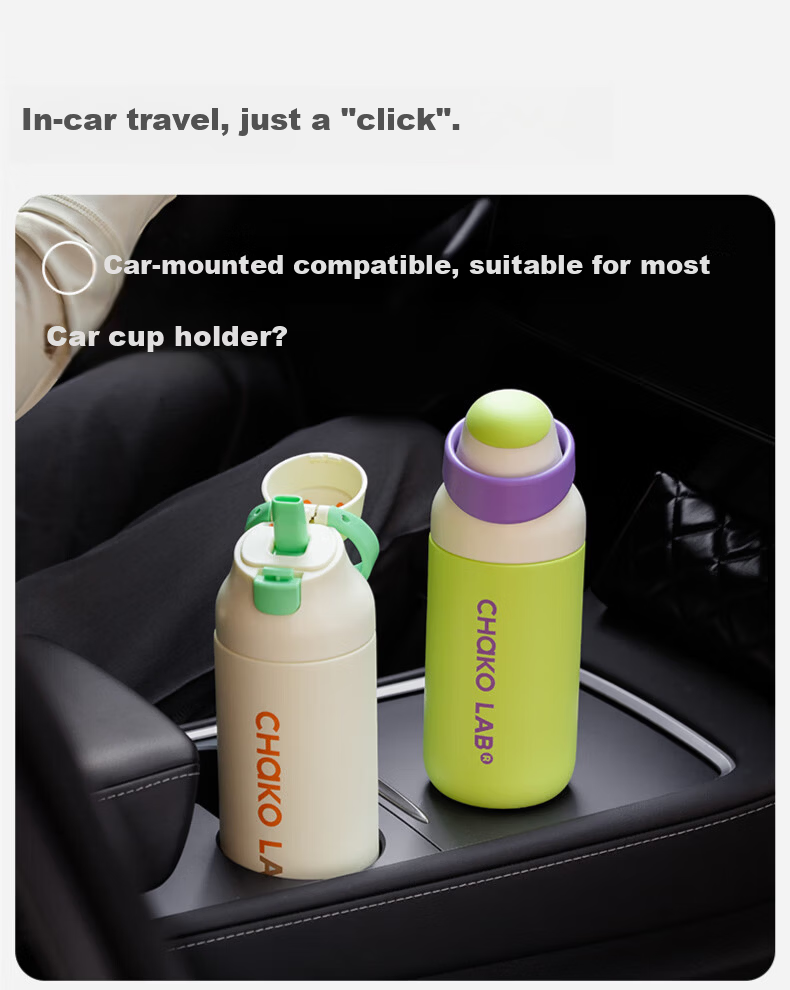 Chakolab Dual-Drinking Children's Insulated Cup, Student Straw Cup, Large Capacity Sports Water Bottle, Portable Office Cup, Stylish Kaka Cup 19