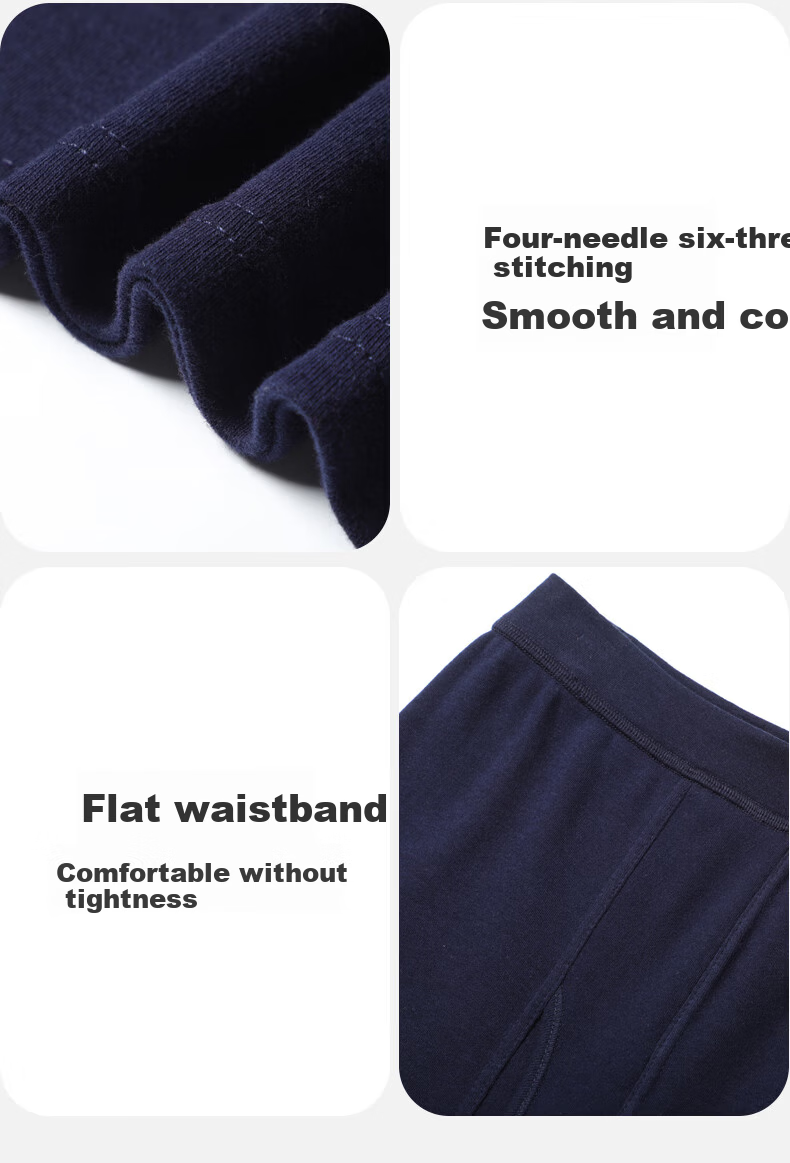 JEEP Men's Thermal Underwear Set [Pure Cotton + 7A Antibacterial] Autumn Long Johns Cold-Resistant Antibacterial Mite-Resistant Lightweight Set 18