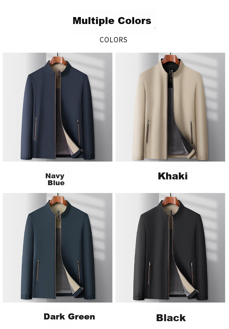 TUCANO Men's Spring Autumn Lightweight Jacket Middle-aged and Elderly Business Windproof Stand Collar Coat Dad's Executive Jacket 3