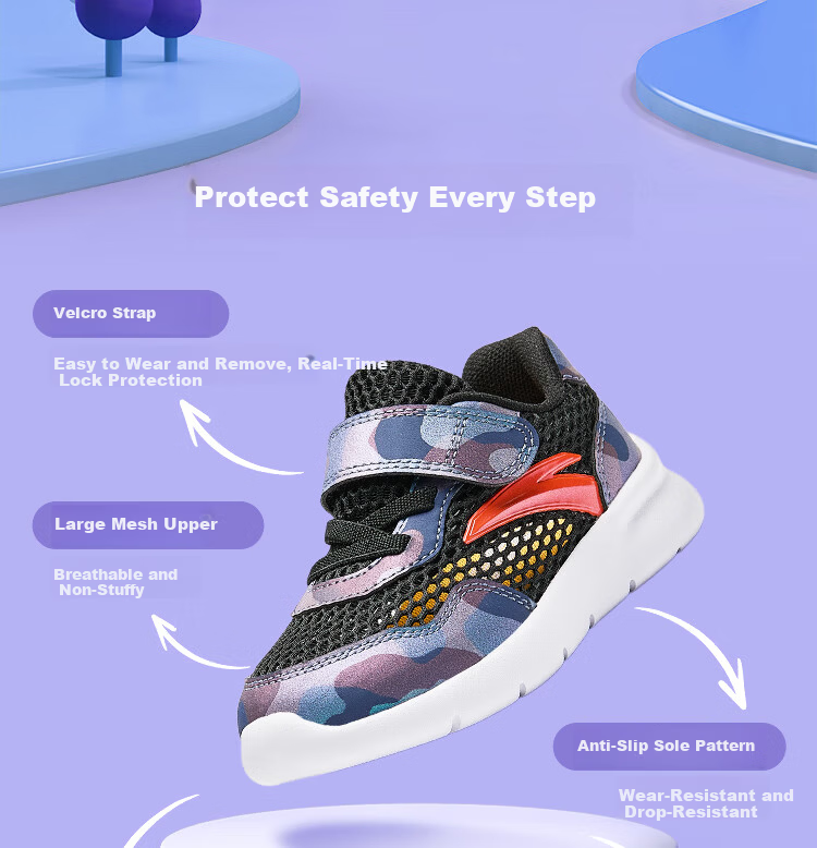 ANTA Toddler Shoes for Boys And Girls, 2026 Autumn Soft-Soled Breathable Mesh Sneakers, Infant And Children's Shoes, Energetic 4