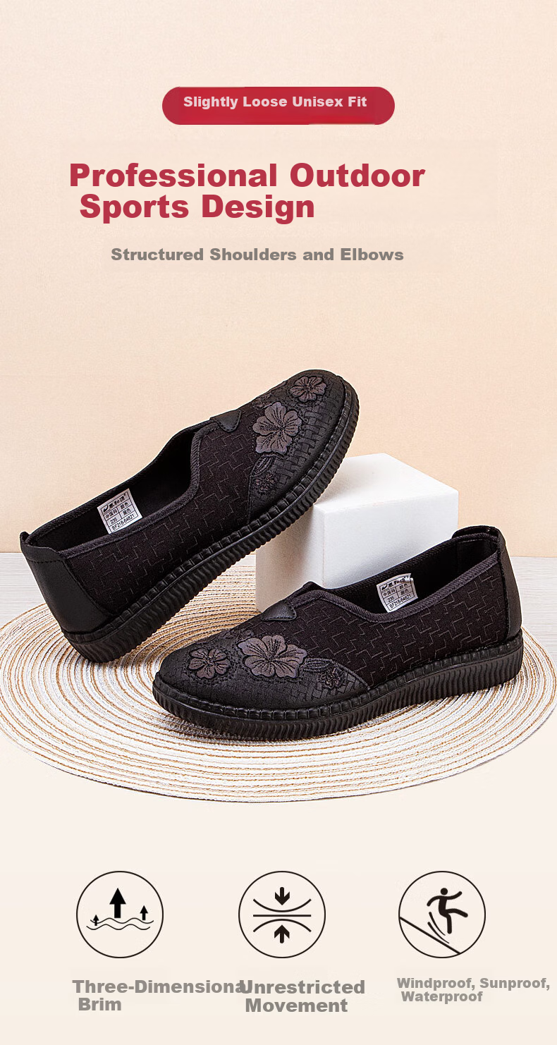 TAIHEYUAN Old Beijing Cloth Shoes Spring and Autumn Women's Lightweight Comfortable Breathable Flats Non-slip Soft Sole Middle-aged and Elderly Mom Embroidered Shoes 2