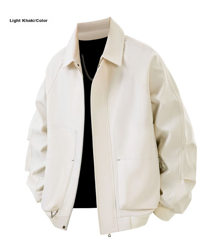 TUCANO Men's Spring Autumn Lapel Jacket Loose Casual Trendy American Style Black 3XL 8