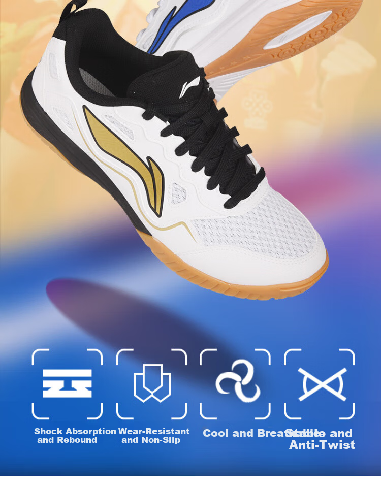 LI-NING Table Tennis Shoes Unisex National Team Training Edition White Blue Size 38 Non-Slip Rubber Sole 2