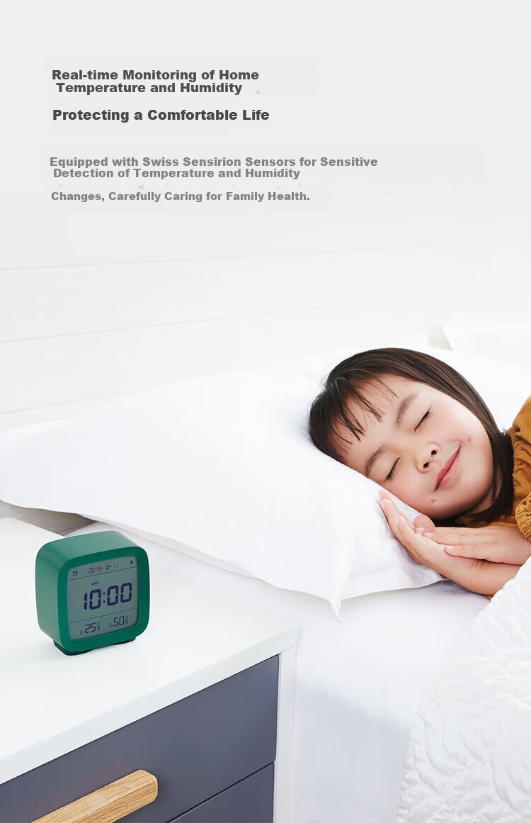 Qingping Bluetooth Smart Alarm Clock Temperature and Humidity Monitor Clock Alarm Clock JD Self-operated Student Alarm Clock Smart Alarm Clock Beige Back to School Season 3
