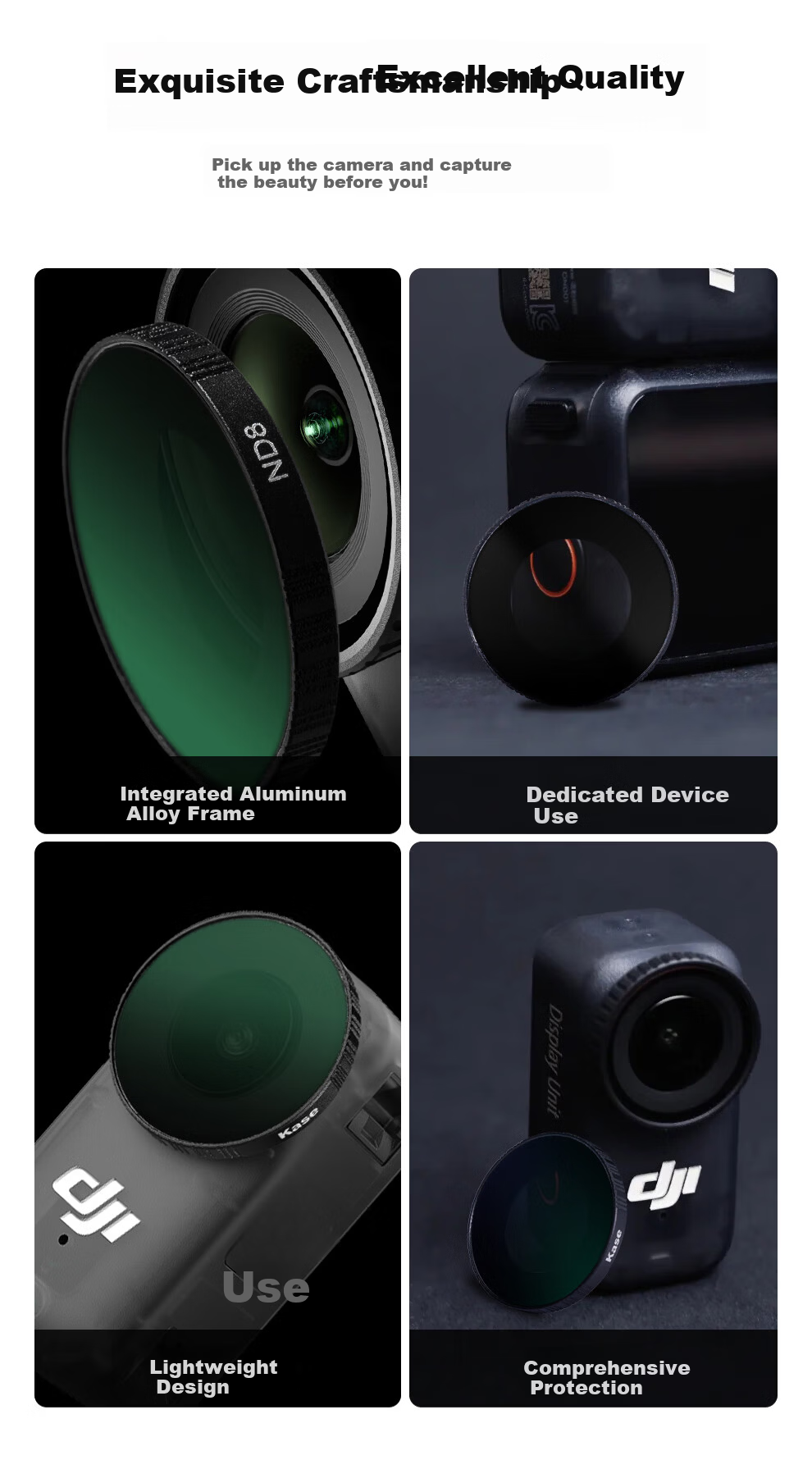 Kase DJI Osmo Nano Action Camera Accessory Filter ND8 Neutral Density Lens for Landscape Photography Long Exposure Time-lapse 12