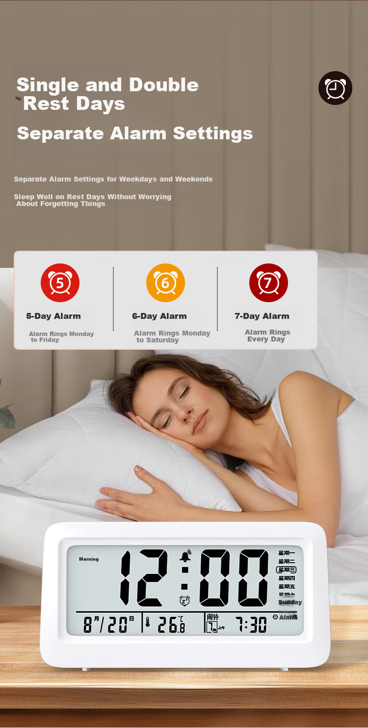 Compas Multifunctional Electronic Alarm Clock Student Wake-Up Device Powerful Wake-Up Children's New Smart Alarm Clock Sky Blue Children's Day Gift Back to School Essential 4
