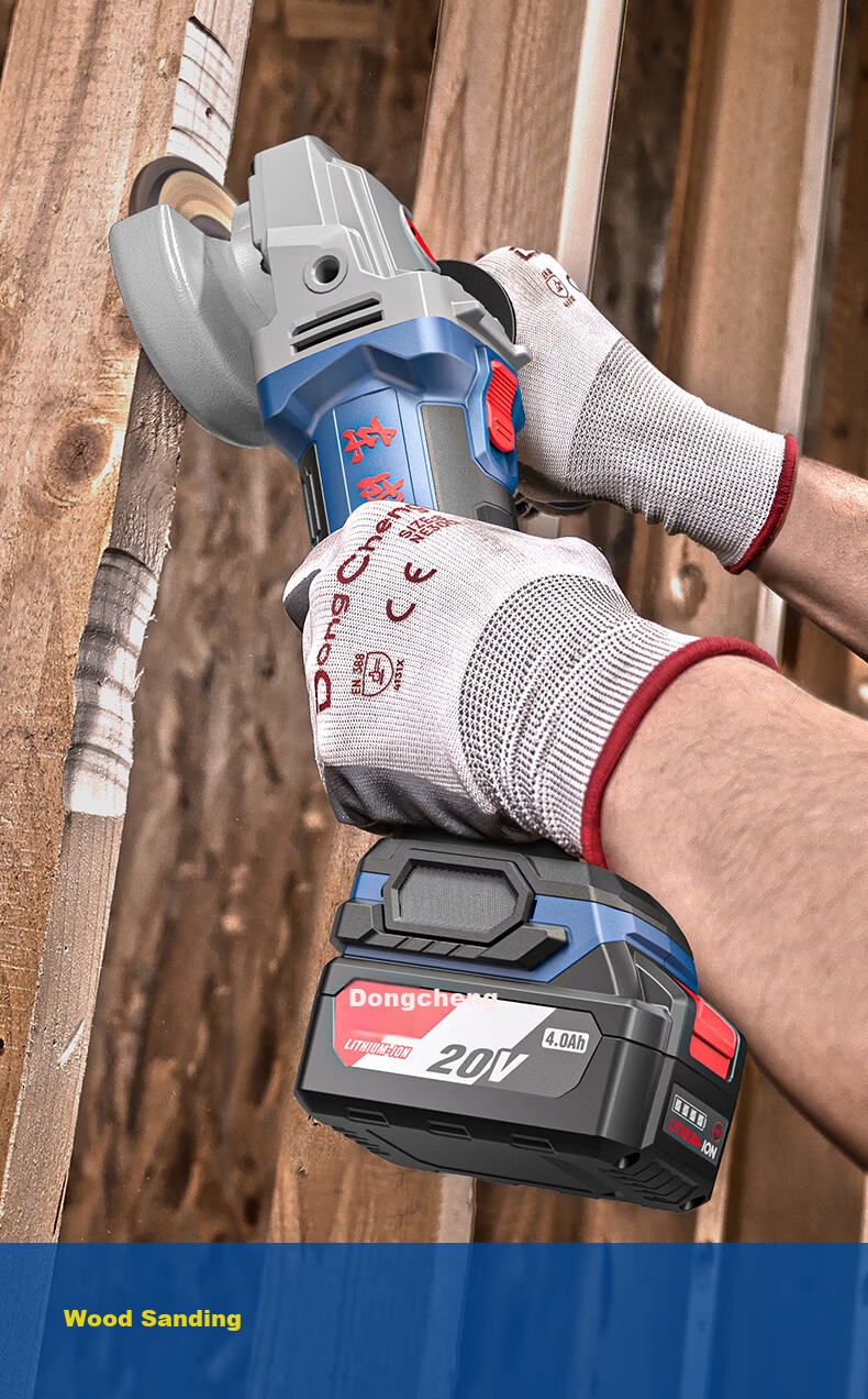 Dongcheng 20V Brushless Cordless Angle Grinder Lithium Battery Cutting Machine 630W Max Power DCSM03-100D 6