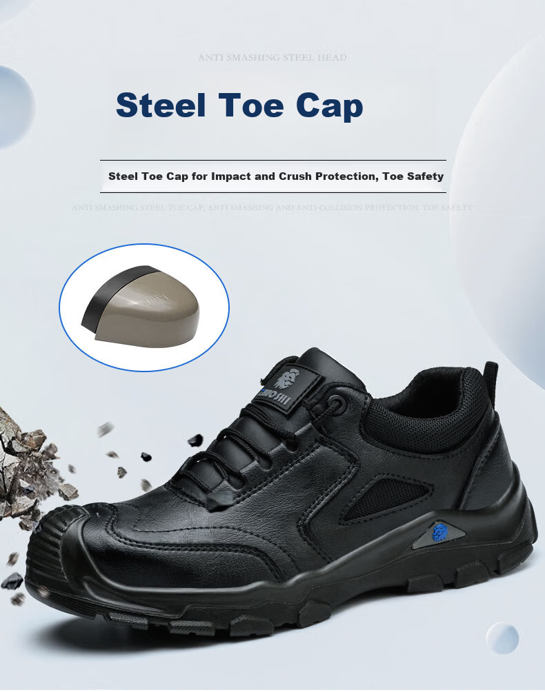 LAOGUANJIA Men's Safety Shoes with Steel Toe Cap, Anti-Smashing, Puncture-Resistant, Waterproof, Oil And Acid Resistant, Solid Sole, High-Top Protective Work Functional Shoes, Size 43 2