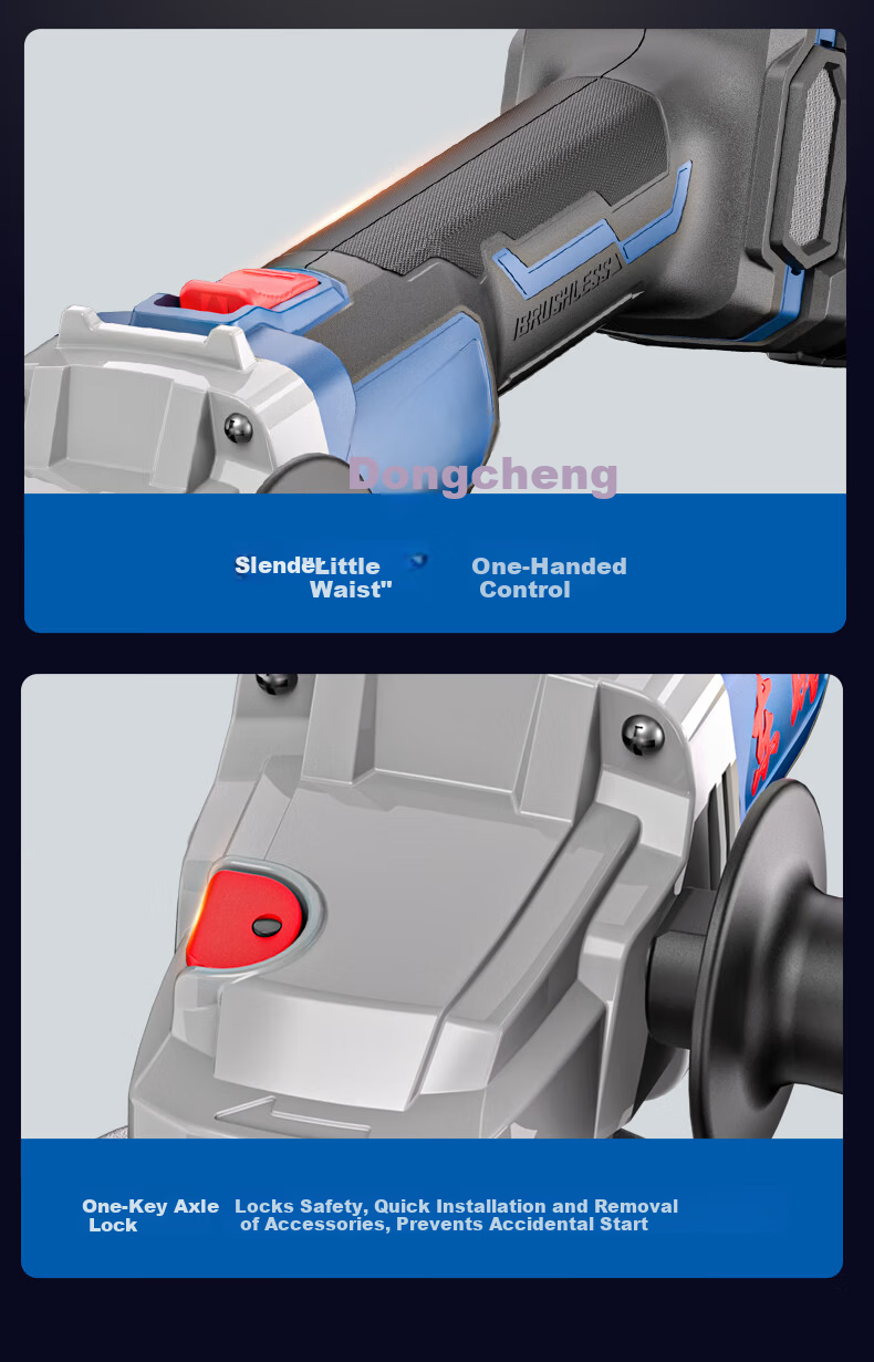 Dongcheng 20V Brushless Cordless Angle Grinder Lithium Battery Cutting Machine 630W Max Power DCSM03-100D 14
