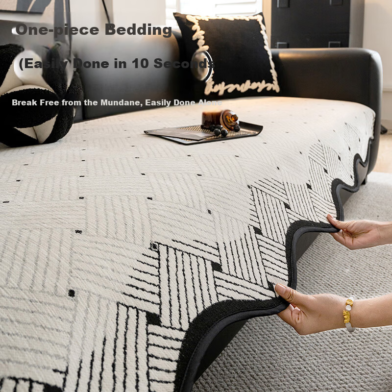 MUJI Irregular Shape Sofa Cover Cushion Four Seasons Universal Premium Leather Sofa Seat Cushion Non-Slip Cover Cloth 90*180cm Double Seat