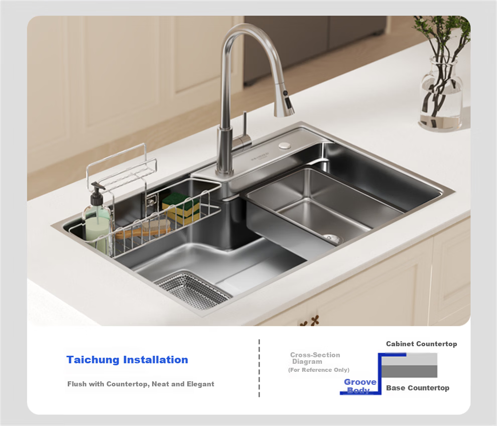 HIGOLD Kitchen Sink Embossed Raindrop Large Single Bowl 304 Stainless Steel Countertop Middle and Lower Vegetable Washing Basin with Strainer MAX 25