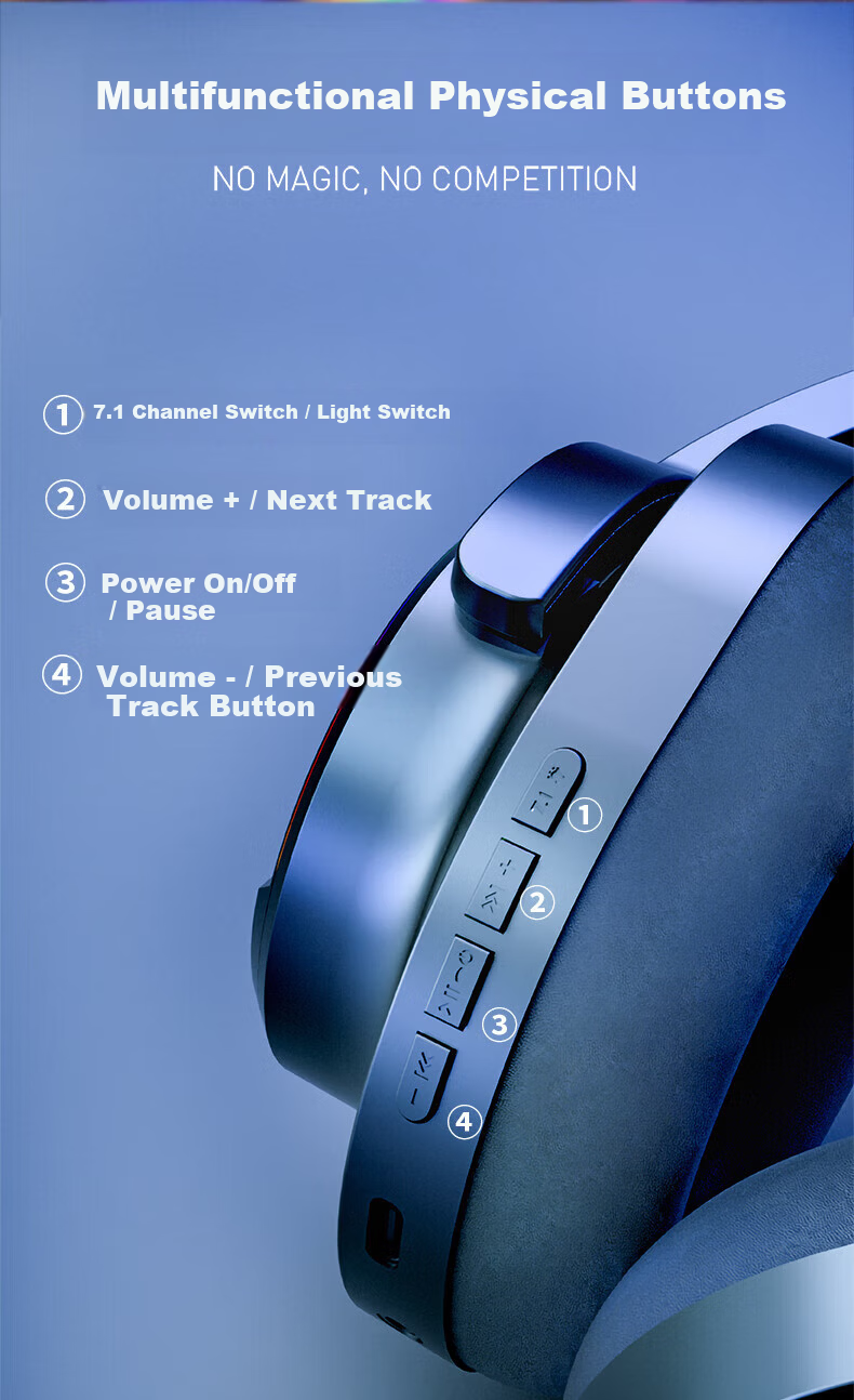 ONIKUMA Wireless Bluetooth Headphones Over-Ear Stereo Sound Cool Gaming Headset Noise Cancelling Long Battery Life Music Sports Phone Tablet Universal Comfortable Wearable Microphone Birthday Gift 26