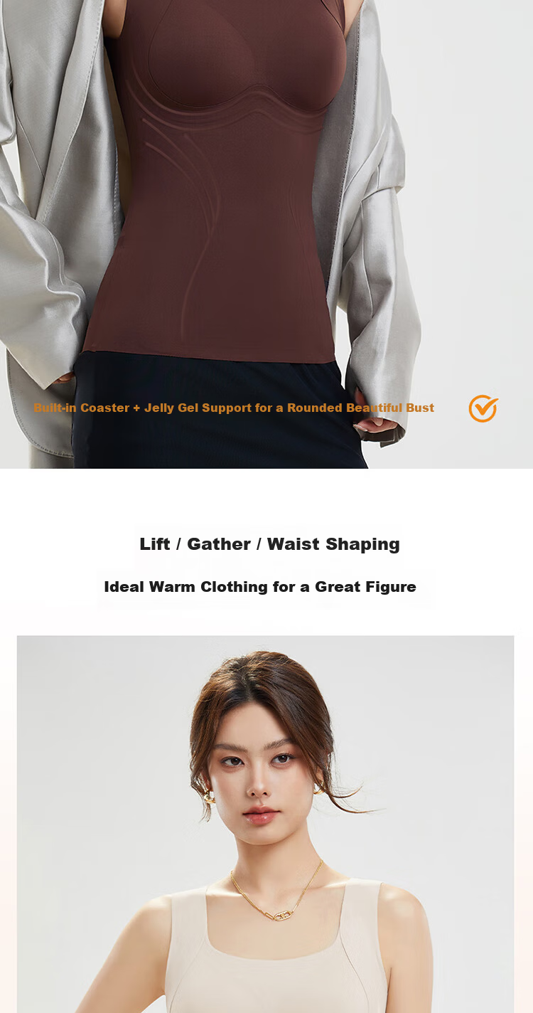 GRACEWELL Seamless Thermal Vest for Women with Built-in Chest Pad, Autumn and Winter Lifting and Gathering Thermal Underwear Base Layer 6