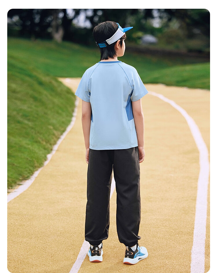 BALABALA Boys' Short-Sleeve Set, Children's Two-Piece Outfit for Older Kids, 2026 New Summer Style, Moisture-Wicking Quick-Dry T-Shirt And Pants 16