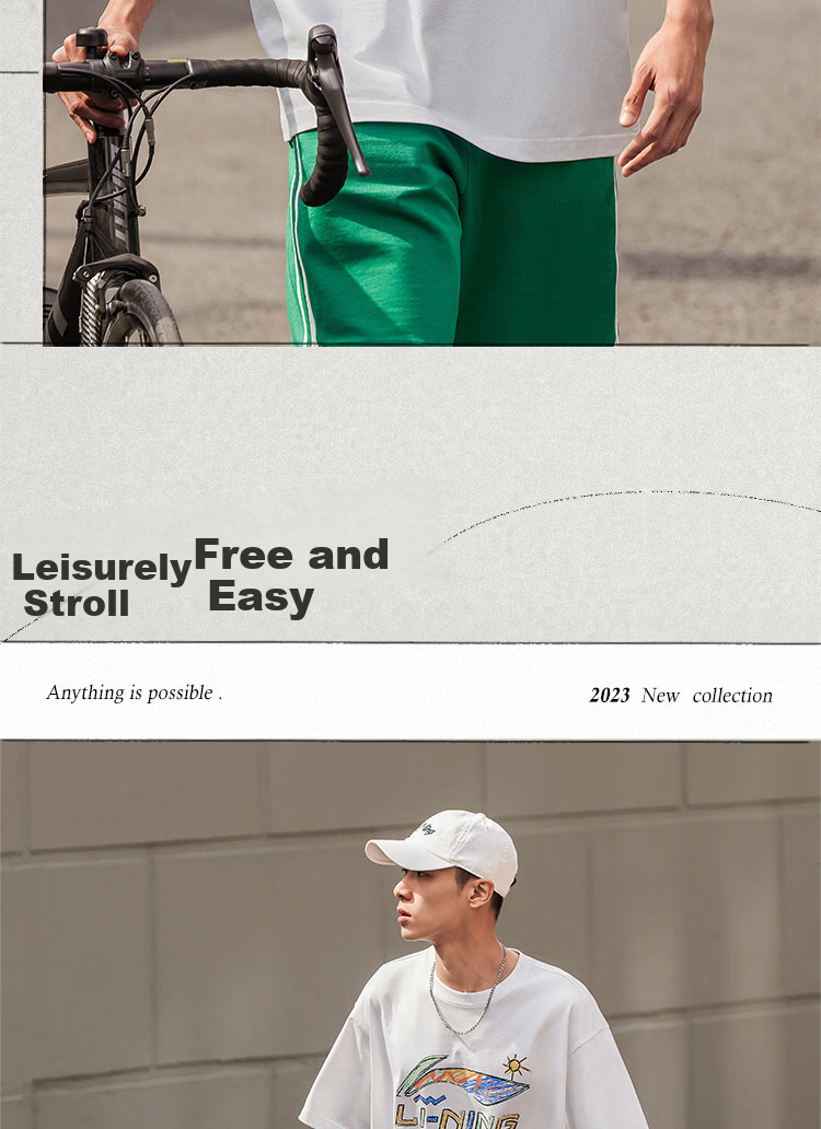 LI-NING Men's Summer New Lightweight Breathable Logo Letter Print Fashion Casual Crew Neck Sports T-Shirt 4