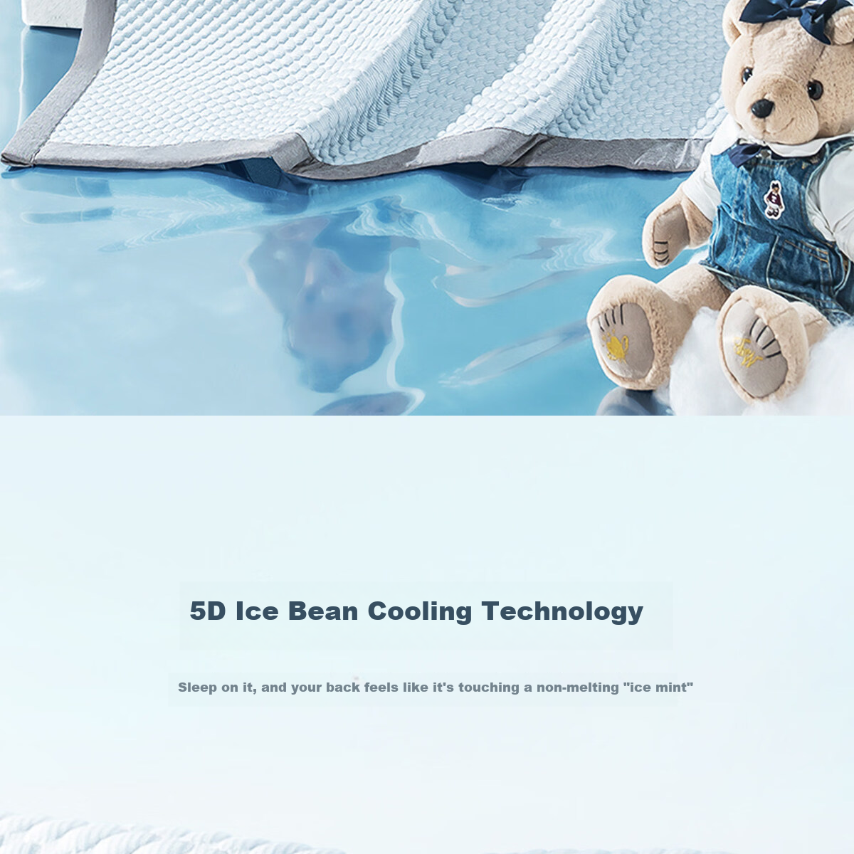 Teenie Weenie Bear Class A Ice Bean Cooling Mat Summer Cool Ice Silk Mat Washable Soft Air Conditioning Mat 150*200cm Gray 5