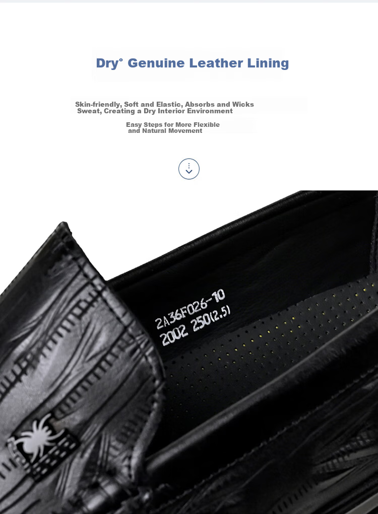 SPIDER KING Loafers Spring Autumn Men's Shoes Cowhide Comfortable Slip-On Moccasins Men's Business Leather Shoes Black 39 7