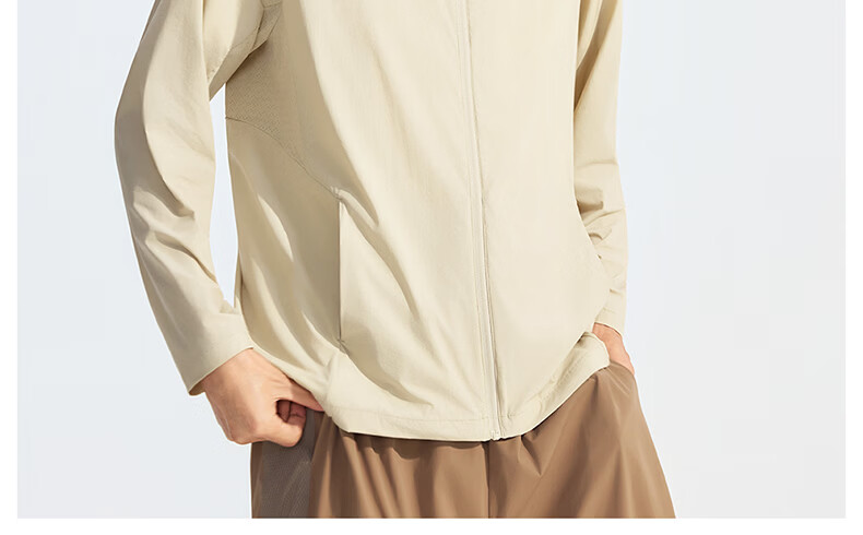 VVC Men's Summer Outdoor Ice Cooling Lightweight Breathable UV Protection Sun Protection Jacket Almond Beige XL 30