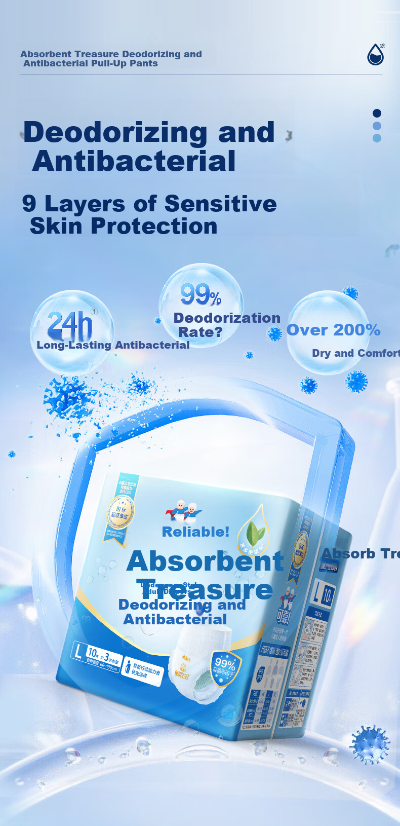 COCO Absorbent Deodorizing Antibacterial Adult Pull-Up Diapers L10 Pieces Hip Circumference 95-120cm Underwear Style Diapers 1