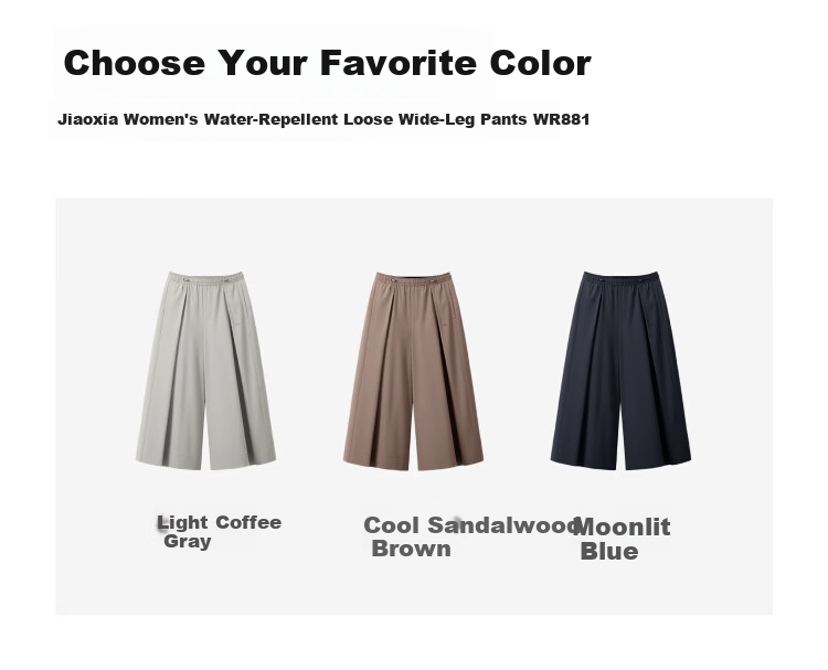 Beneunder Water-Repellent Wide-Leg Casual Pants for Women, Draped Loose Fit Sun-Protective Breathable Sports Trousers WR881 28