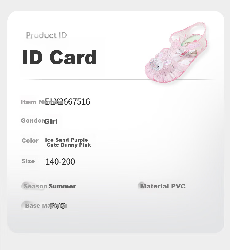Mutong Girls' Summer Jelly Sandals Soft Sole Anti-Collision Toddler Closed-Toe Beach Shoes Cute Bunny Pink Size 160 26