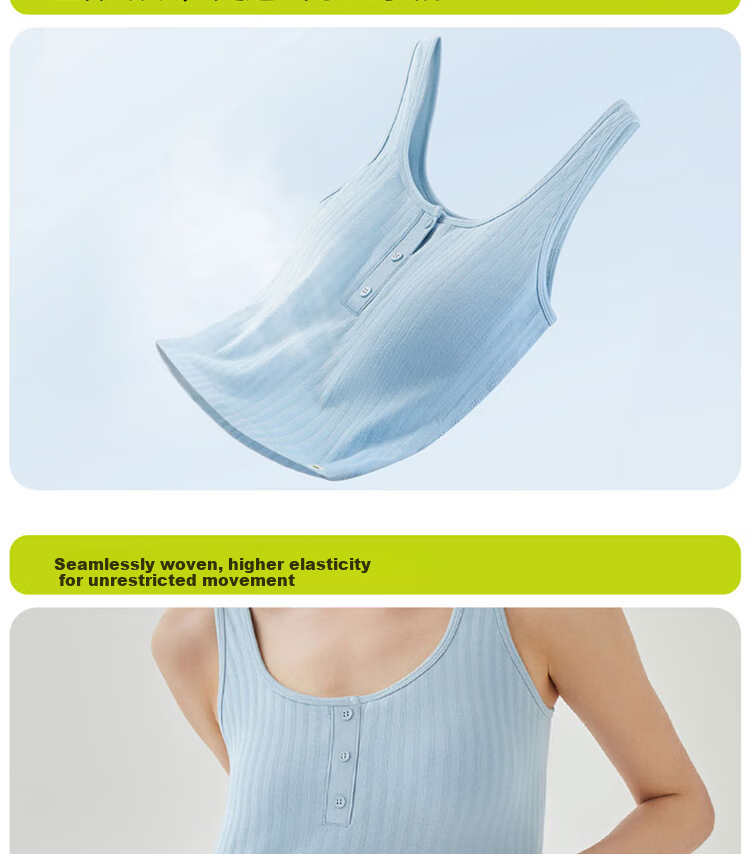 Banlian Buttoned Padded Summer Vest Tank Top for Women Outerwear Innerwear Integrated Bra Top No Bra Needed 19