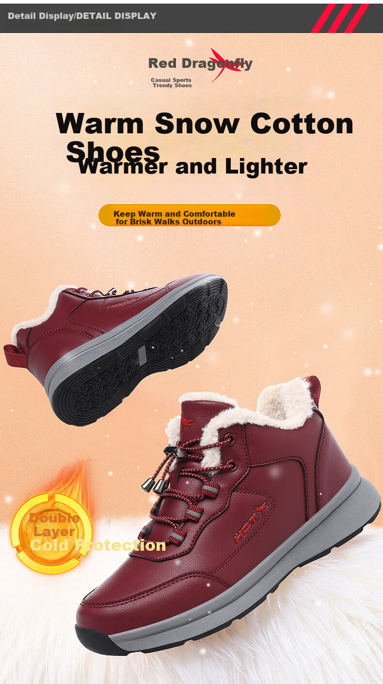 RED DRAGONFLY Women's Winter Fleece Lined Warm Elderly Shoes Thickened Plush Cotton Boots Middle-aged and Elderly Cotton Shoes WXC430441 4
