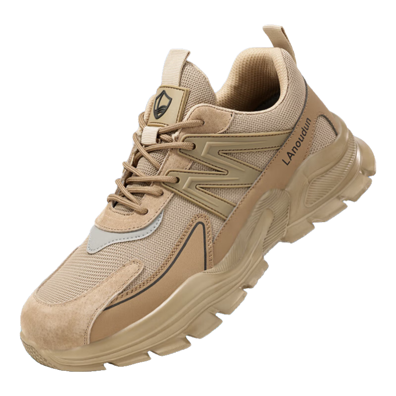Lanoudun Safety Shoes for Men, Summer Breathable Ultra-Light Steel Toe Cap Puncture-Resistant Soft Sole Comfortable Work Shoes DL213BN Size 41