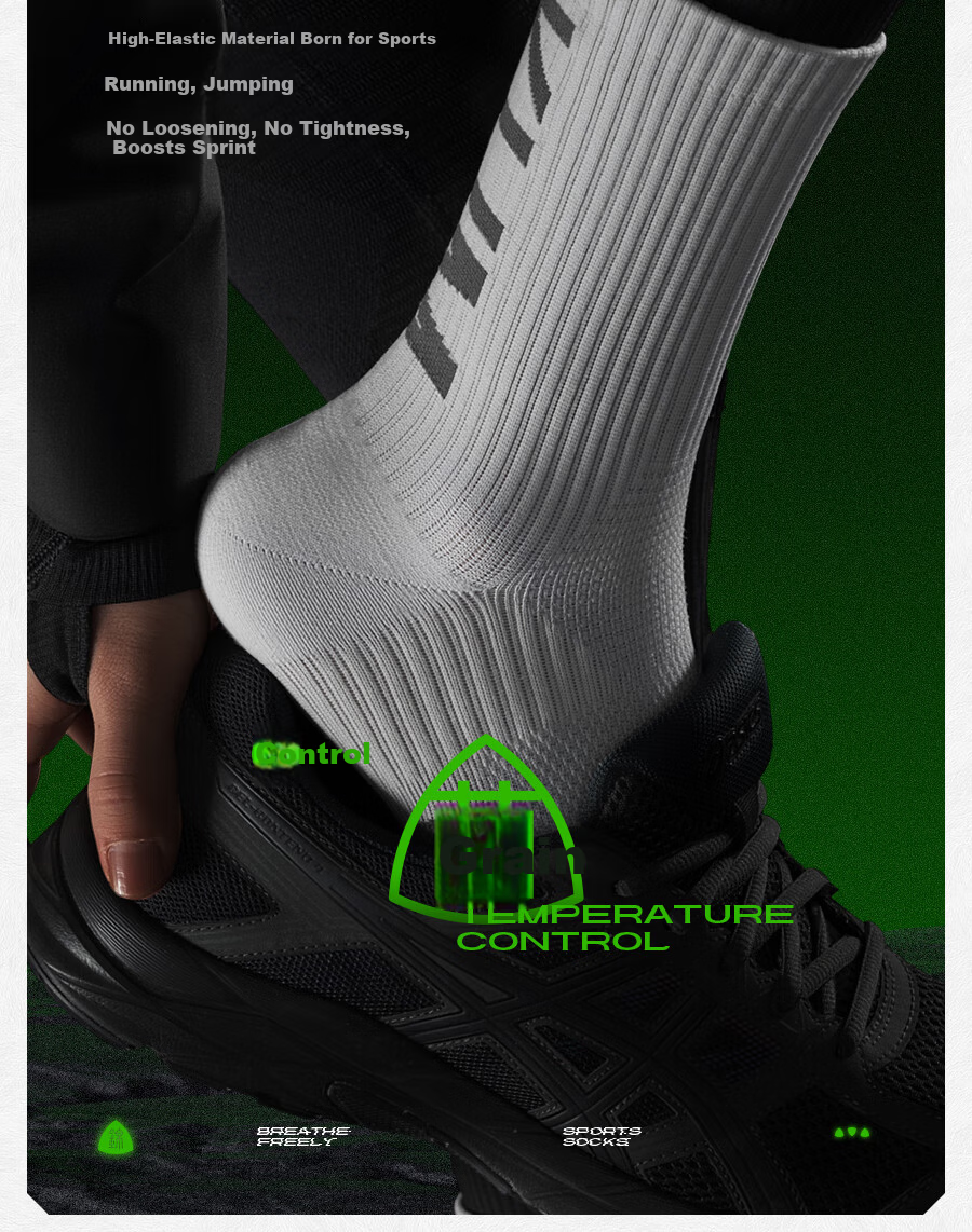 Jinxingji Anti-Pilling Thickened Towel Bottom Sports Socks Men's Long Socks Odor-Resistant Right-Angle Basketball Running Fitness Socks 10