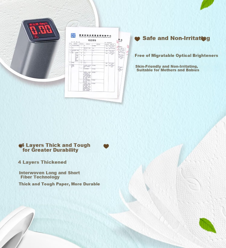 Qingfeng Core Roll Tissue Original Wood Pure 4-Ply 140g*24 Rolls Embossed Small Roll Paper 8