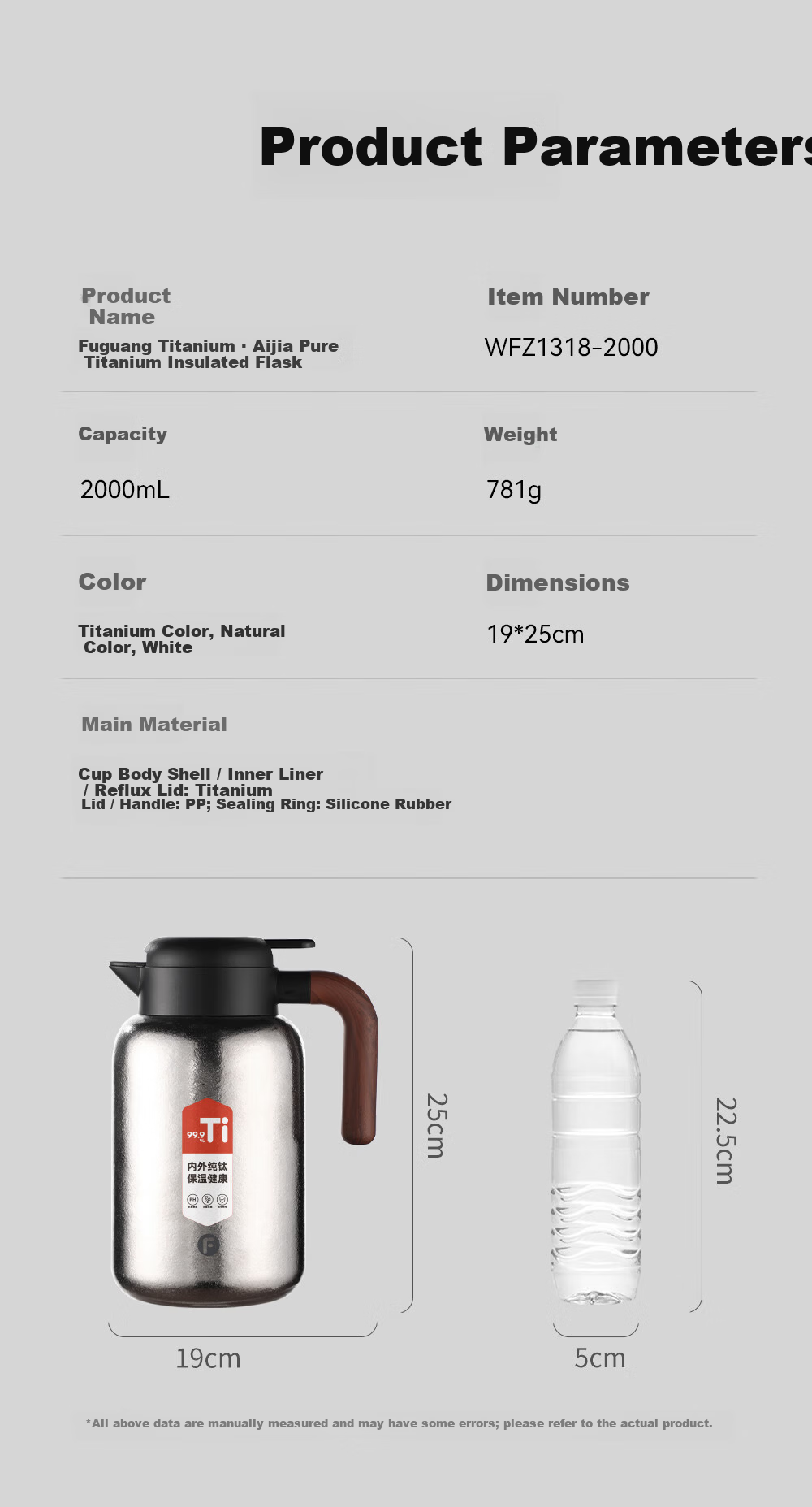 Fuguang Large Titanium Pure Titanium Insulated Thermos Home Large Capacity Vacuum Water Bottle Hot Water Kettle Gift JD Exclusive 16