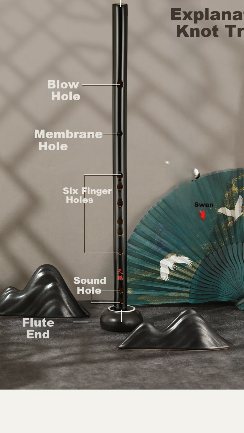 Swan Cosplay Ancient Style Black D Key Flute Refined Performance Beginner Transverse Flute Chen Qing Flute Magic Dao Flute Musical Instrument 6