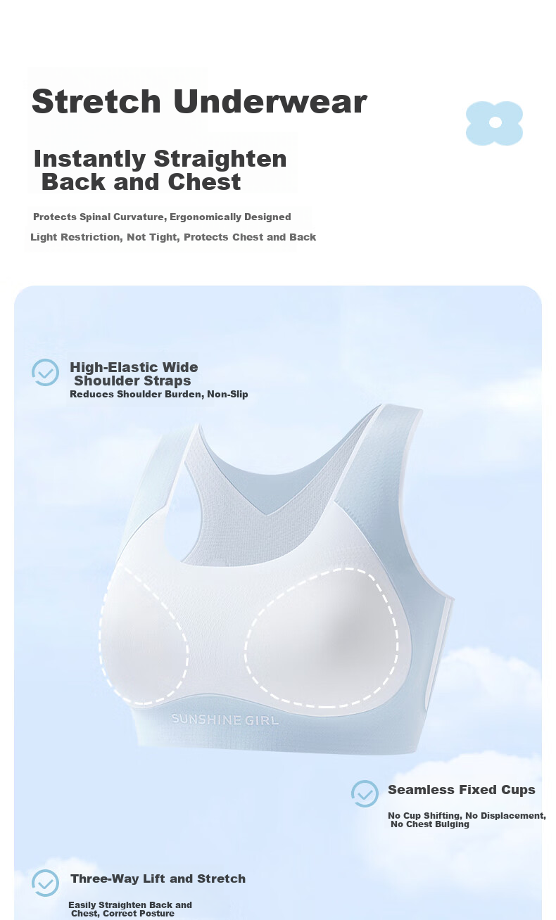 Meishianxuan Girls' Bra for Middle And High School Students, Puberty Girls' Underwear, Children's Sports Vest to Make Large Breasts Appear Smaller 2