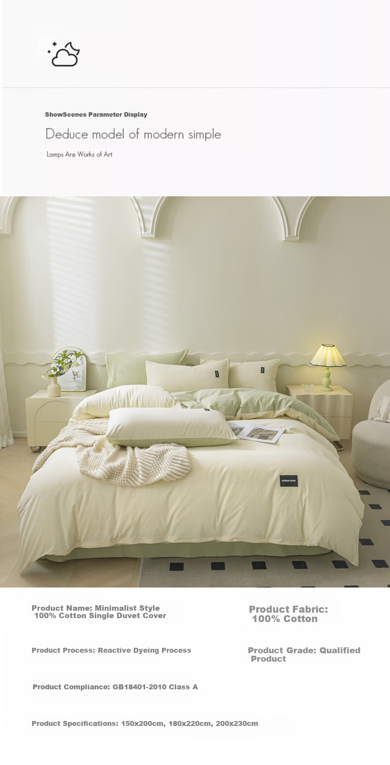 Miiow 100% Xinjiang Cotton Pure Cotton Duvet Cover Single Student Dormitory Bedding 180*220cm 11