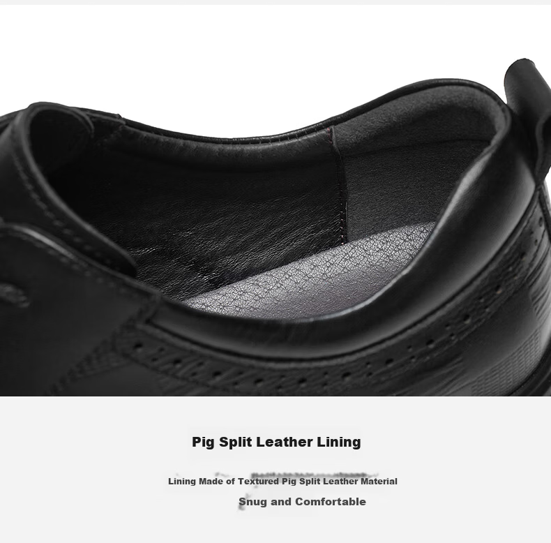 HLA Men's Leather Shoes British First Layer Cowhide Formal Business Casual Shoes T127 Black Size 42 7