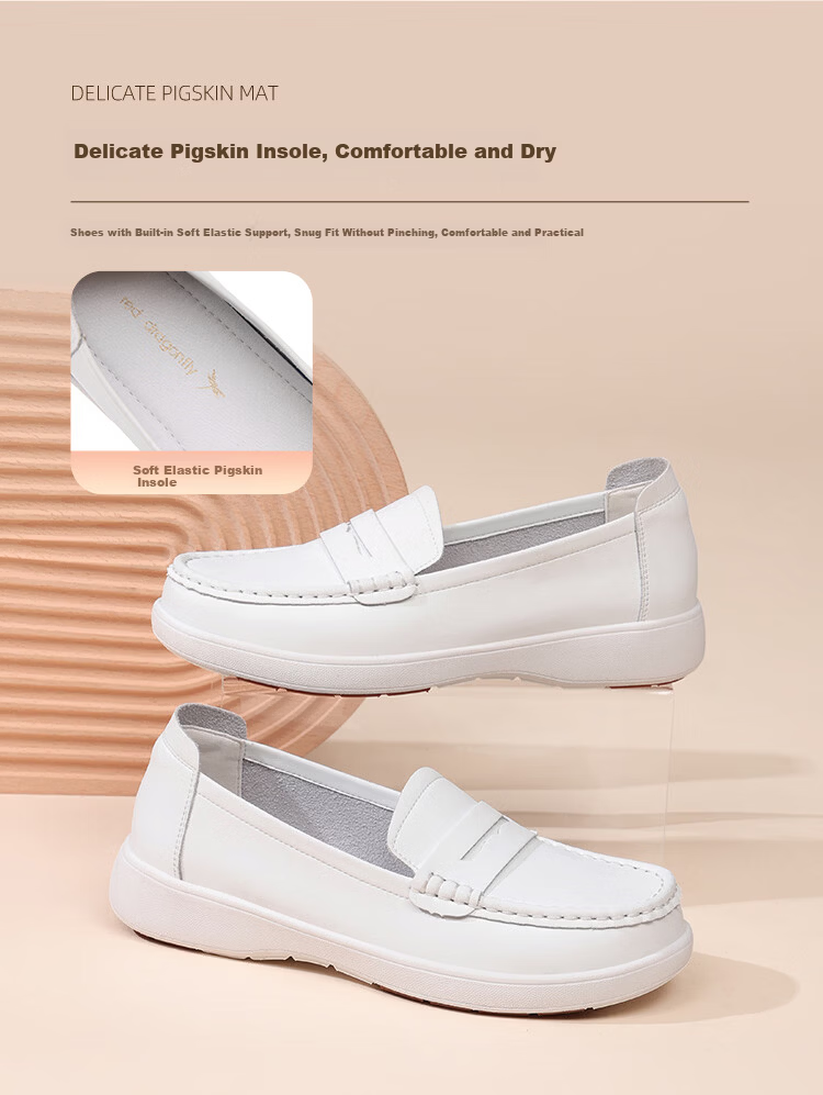 Red Dragonfly Women's Durable Soft-Soled Nurse Shoes Slip-On Lightweight Workplace White Sneakers WTB162431 White Size 36 5