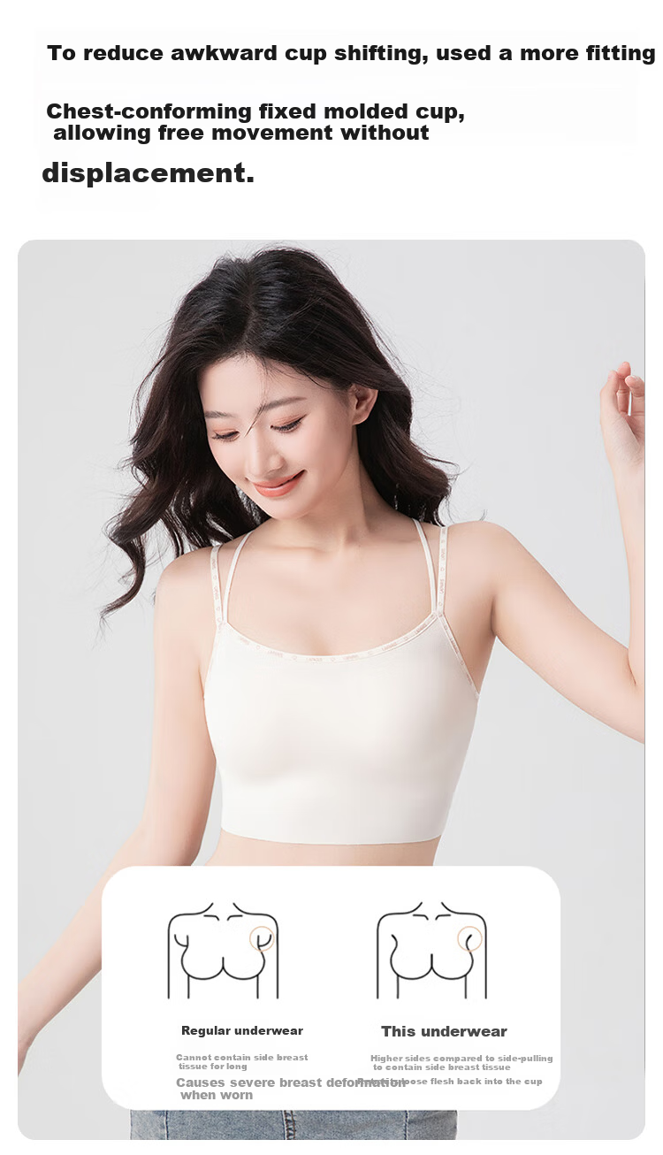 FitonTon Women's Back-Enhancing Anti-Exposure Camisole Vest, Thin Integrated Cup, Side Breast Control, Push-Up Sports Bra 3
