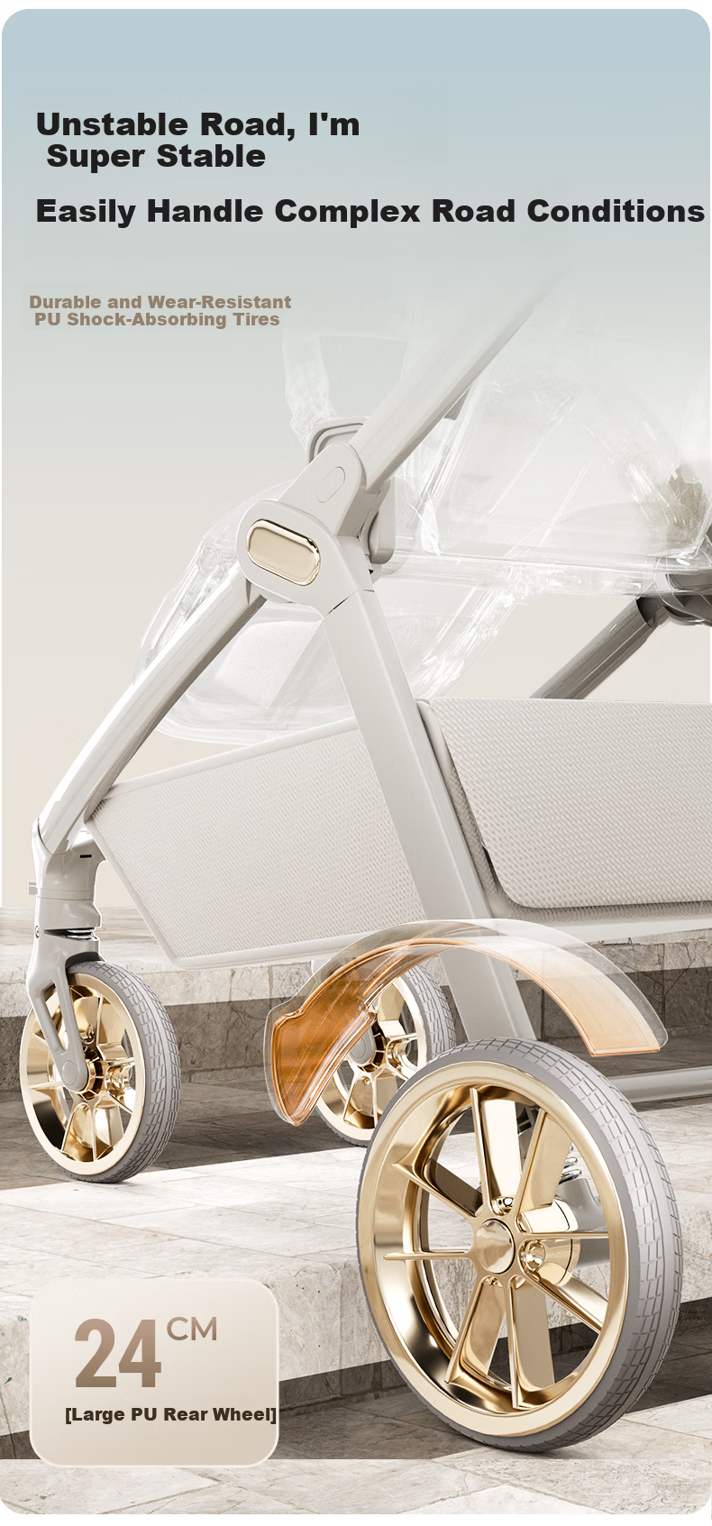 ANGI BABY Yijing Baby Stroller 0-3 Years Foldable Lightweight High Landscape Reversible Pushchair 5