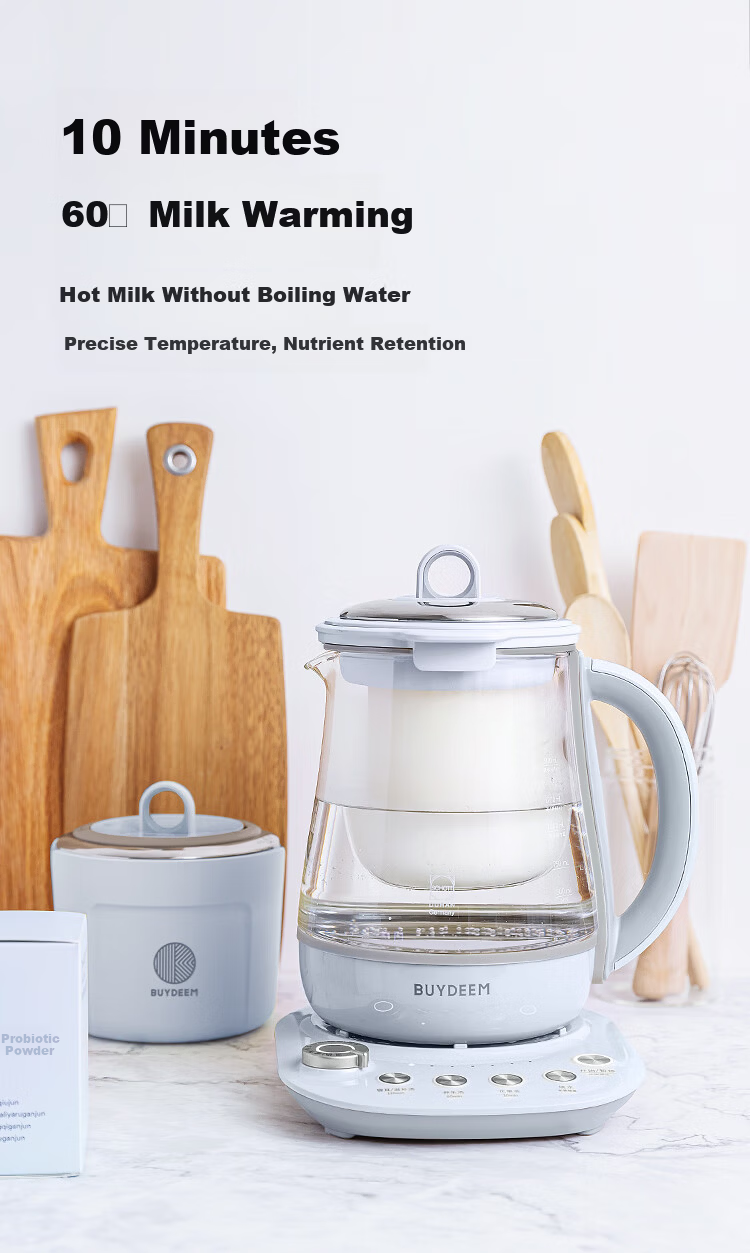 Buydeem Health Pot Electric Kettle Tea Maker Herbal Medicine Kettle Black Tea Stewing Glass Flower Tea Pot K159T Baby Blue with Glass Stewing Pot 7