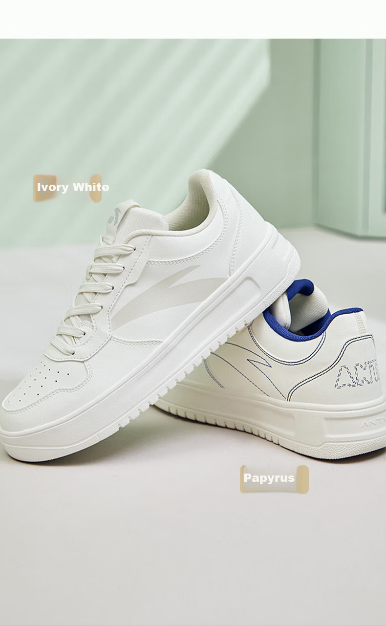 Anta Easy Lightweight Breathable Summer Casual Men's Sneakers Soft and Resilient Low-Top Couple's White Shoes Thick Sole Durable Height-Increasing Shoes 15