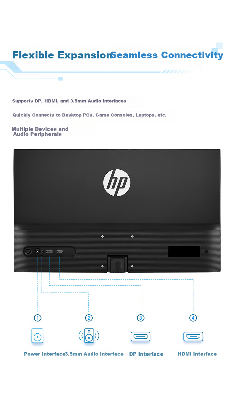 HP Star Vision Pro 23.8-inch Monitor 100Hz IPS Technology Three-Side Micro-Edge Design Low Blue Light Computer Office Display S24e 6