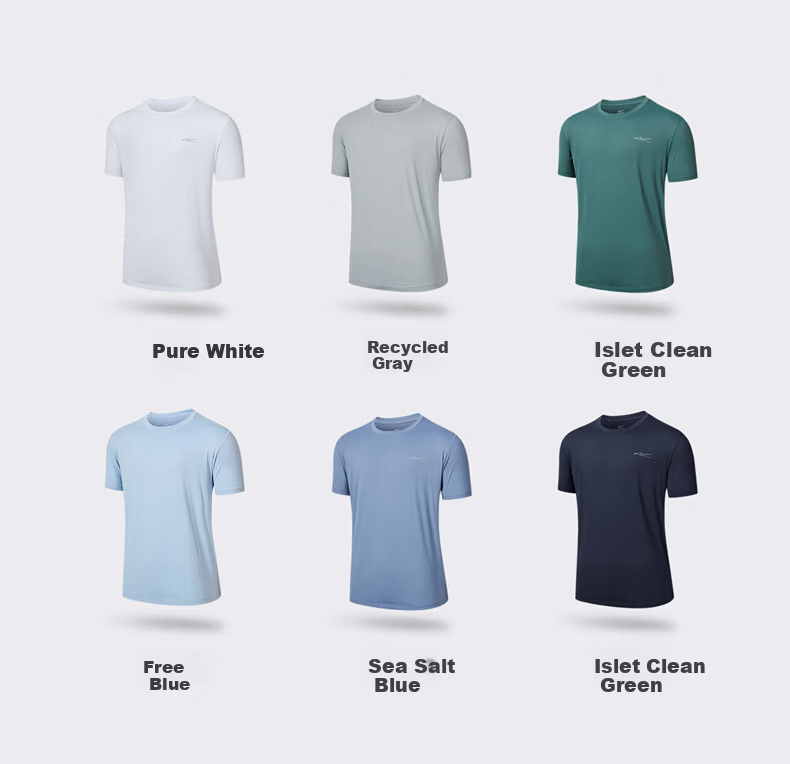 Erke Men's Summer Sports Short Sleeve T-Shirt Ice Cooling Quick-Dry Round Neck Running Shirt Solid Color Casual Base Layer Top 9