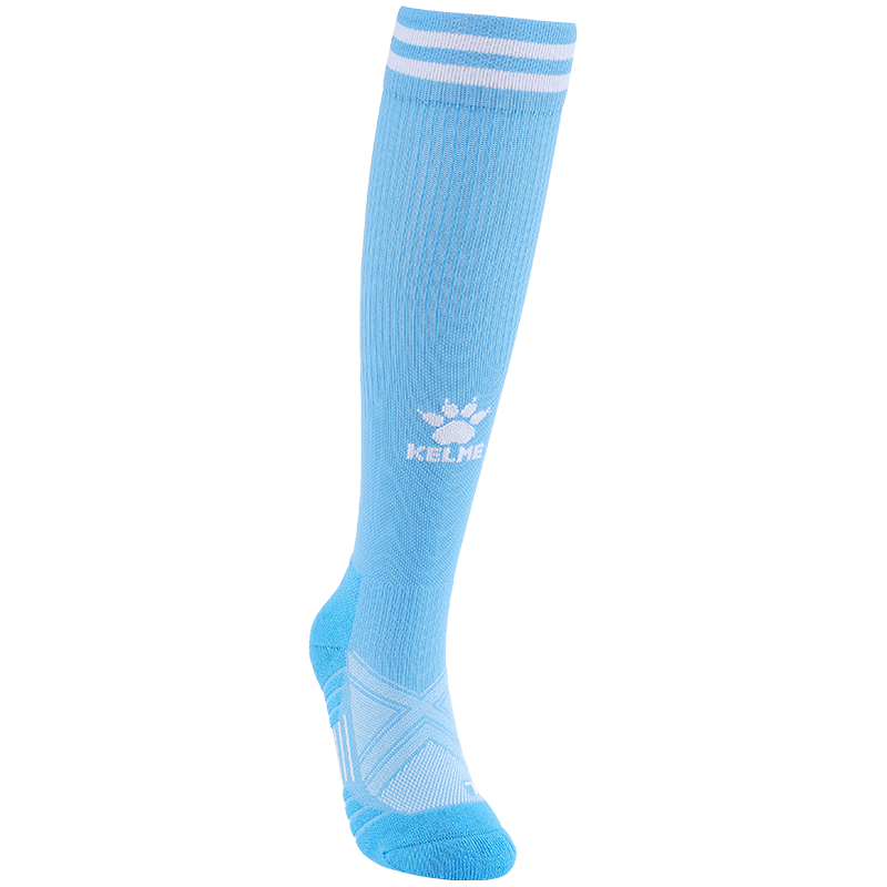 KELME Long Tube Football Socks Professional Training High Tube Anti-Slip Socks Sky Blue L
