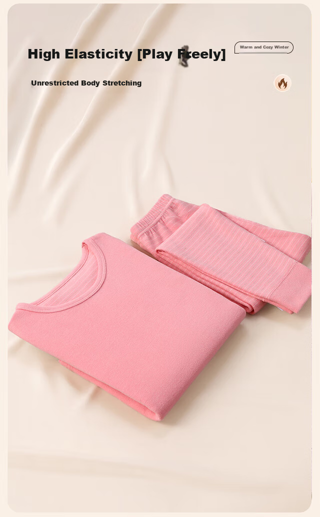 LangSha Kids Thermal Underwear Set Girls Autumn Winter Cashmere Silk Heated Base Layer Pajamas for Older Children 22