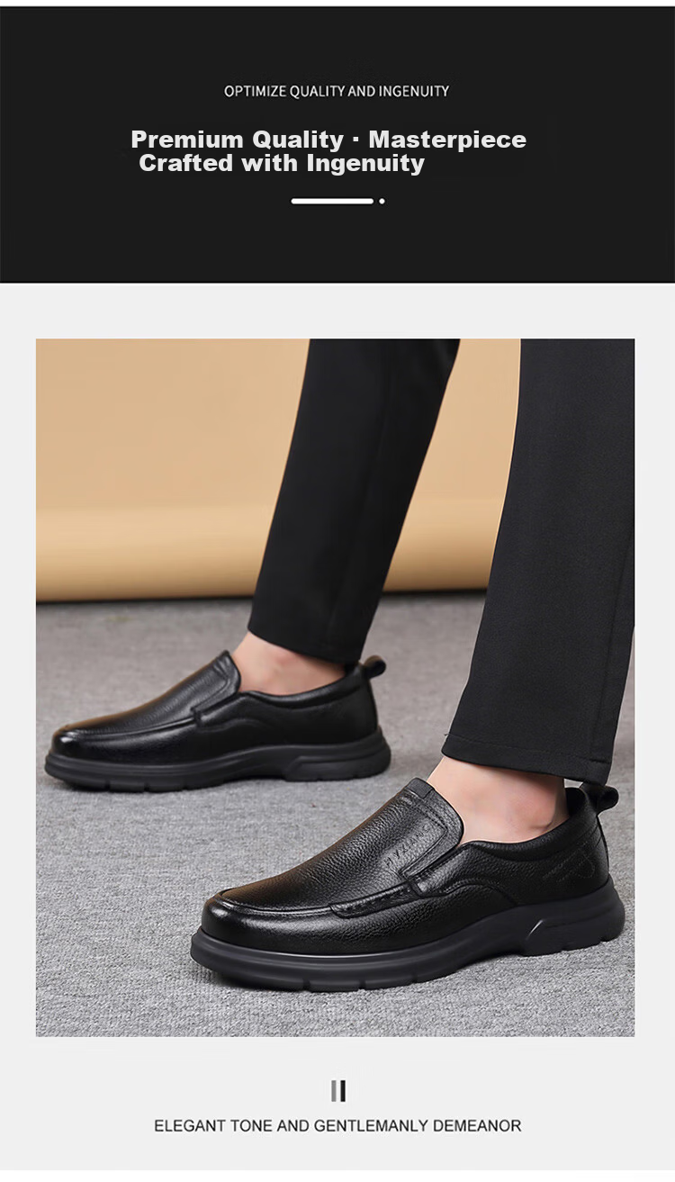 Hengyuanxiang Men's Slip-On Business Casual Breathable Driving Loafers J7276 Black Size 42 5