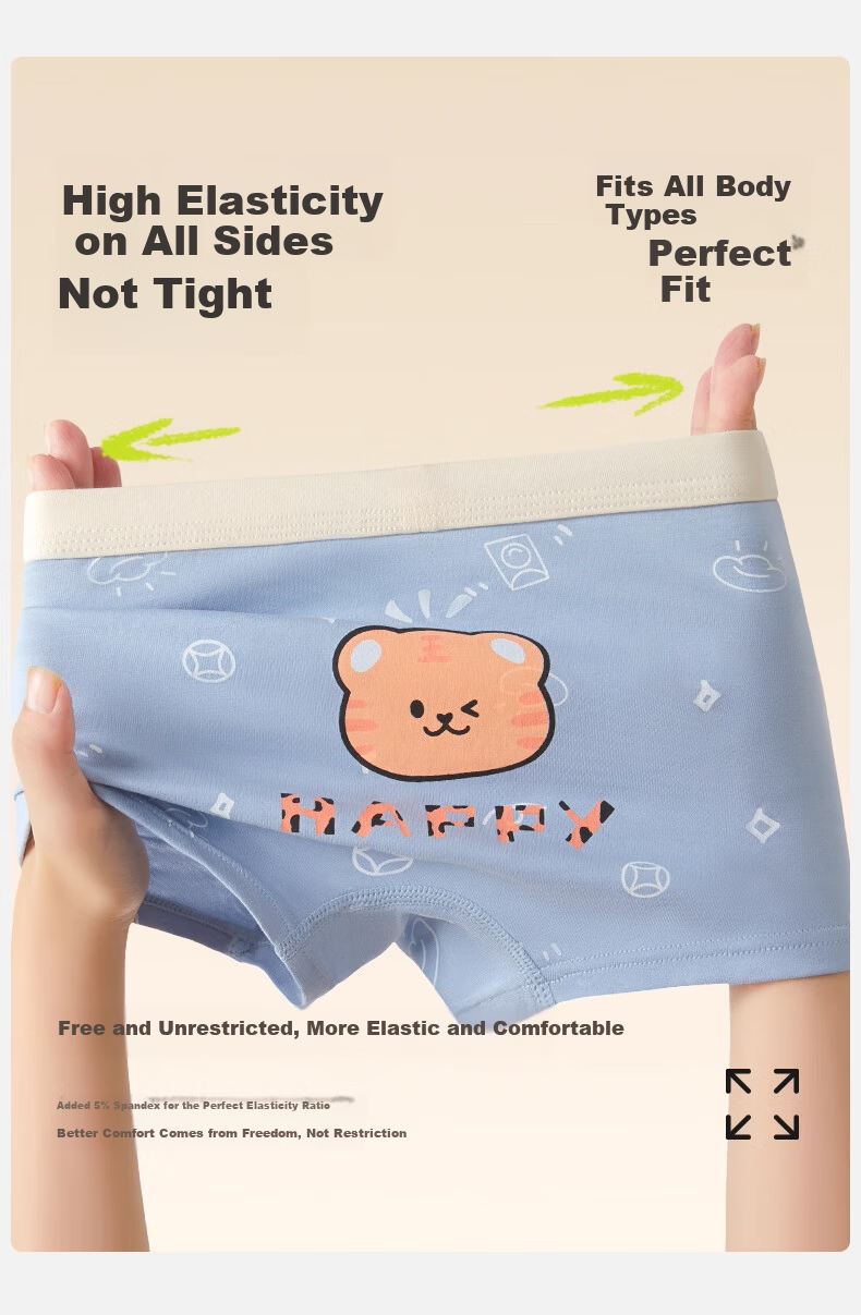 Mianqixiong Boys' Cotton Boxer Briefs Children's Cotton Four-Point Underwear 4-Pack No Pinch PP Mid-Large Kids Panties - B093 13